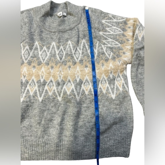 Gap Gray & Yellow Argyle Mock Neck Sweater L - Picture 6 of 8
